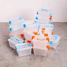 Small Transparent Plastic Storage Box With Handle And Buckle, Stackable Organizer Bin For Craft Beads, Stationery, Hardware Accessories, Suitable For Halloween, Christmas, New Year And Birthday Gifts, For Teens And Adults 14+ - Multicolor - View 1