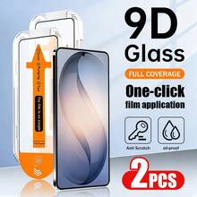2pcs High Definition Tempered Glass Screen Protector With Auto Dust Removal, Compatible With Samsung Galaxy S25 6.2 Inch, Full Coverage HD Tempered Glass Film, Bubble-Free Installation, 9H Hardness, Ultrasonic Fingerprint Unlock, Includes Installation Kit, Compatible With Phone Case - Clear - View 8