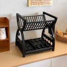 1pc Kitchen Storage Rack Holder For Drying Dishes, Bowls, Utensils, Double Layer Cutlery Organizer - Multicolor - View 13