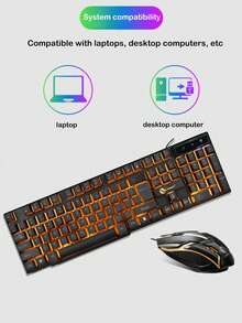 AKKHOO Set Keyboard dan Mouse Gaming Mekanik RGB Bercahaya, Kombo Keyboard dan Mouse Berkabel untuk Komputer Desktop dan Laptop - Hitam - View 7
