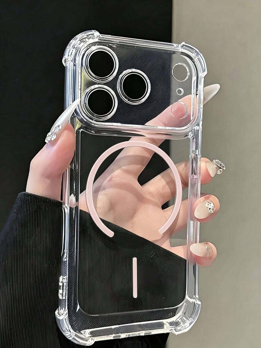 1pc Apple 17Pro Shockproof Magnetic 2-In-1 Phone Case, TPU Material 1.5mm Transparent Full Coverage Back Plate, Compatible With Apple 17ProMax/17/17Pro/18pro/18promax/14/14Pro/14ProMax/15/15Pro/15ProMax/16/16Pro/16ProMax/12/12promax/11/11promax