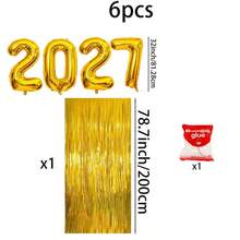 6 قطع/مجموعة بالونات رقم 2027 كبيرة بحجم 32 بوصة باللون الذهبي الوردي/الذهبي مع مجموعة شرابات، مناسبة لديكور حفلة عيد الميلاد، ديكور حفلة رأس السنة، مجموعة بالونات إكسسوارات تصوير حفلة عيد الميلاد - مشاهدة 7