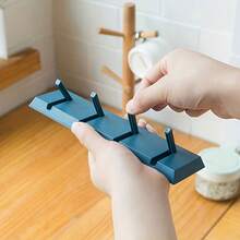 Creative No-Drill Adhesive 4-Hook Rack, Multi-Purpose Aluminum Hooks For Home Bathroom, Can Be Drilled, Shower Head Holder, Towel & Bath Ball Holder, Bathroom Kitchen Wall Door Back 4-Hook Rack, Coat Rack, Multi-Purpose Rack, White/Blue/Red/Yellow - Multicolor - View 4
