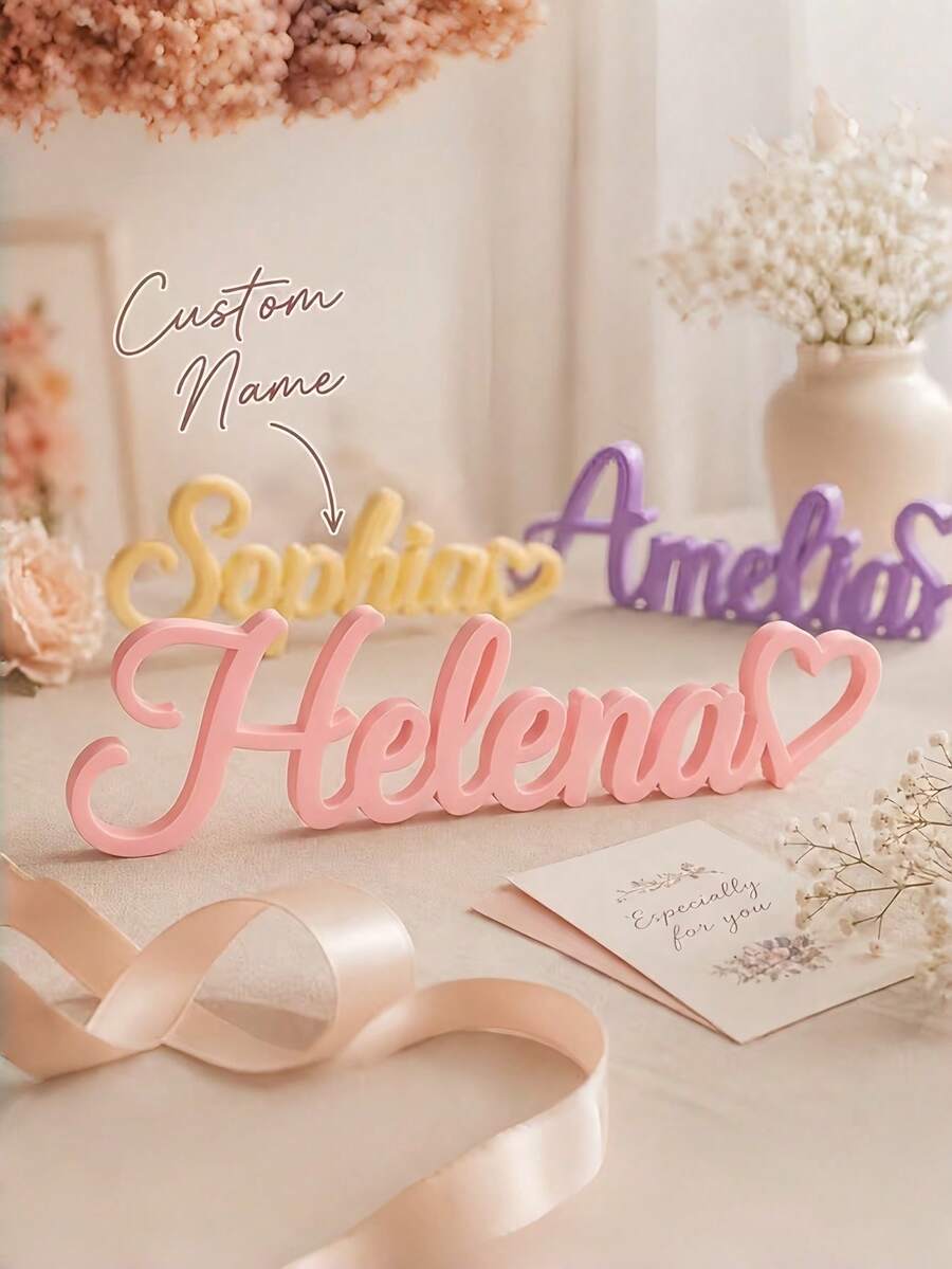 1pc Customized 3D Printed Name Sign, Personalized Name, Fashionable Unique Design, Suitable For Home Decor, Birthday, Holiday, Graduation, Housewarming, Christmas And Special Occasions - Multicolor - View 1