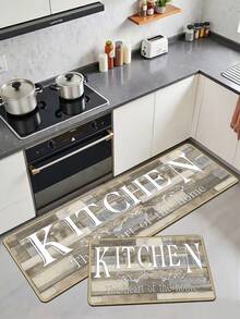 SANJIANGDI 1pc Imitating Wooden Planks Joined Pattern Kitchen Mat, 0.6mm Crystal Velvet Soft And Machine Washable.Suitable For Kitchen Corridors, Bathrooms, Living Rooms, Outdoor Door Mats, And Toilets. Useable Throughout The Year And For Various Holidays. - Multicolor - View 8