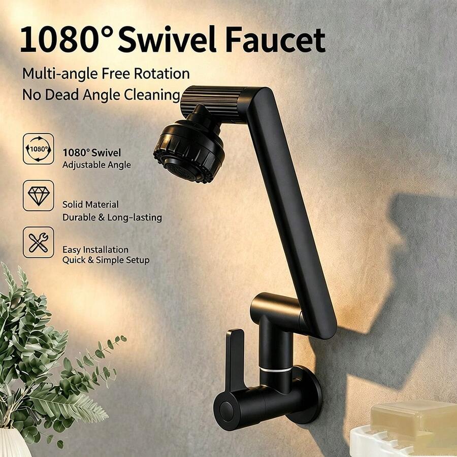 Wall-Mounted Mechanical Arm Universal Single Cold Water Faucet, Kitchen ...