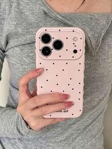 Pink & Black Polka Dot Heart Kickstand Phone Case, Soft Full Coverage Anti-Drop Protective Shell, Minimalist Sweet Girl Style, Compatible With Apple 17/17Air/17Pro/17Promax, 16/16Plus/16Pro/16Promax, 15/15Plus/15Pro/15Promax, 14/14Plus/14Pro/14Promax, 13/13Pro/13Promax, 12/12Pro/12Promax, 11/11Pro Max, Dust-Proof, High Value, Popular - Pink - View 3