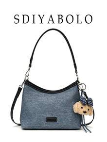 Women's Large Capacity New Fashion Versatile Shoulder Crossbody Bucket Bag With Premium Texture - Blue - View 1