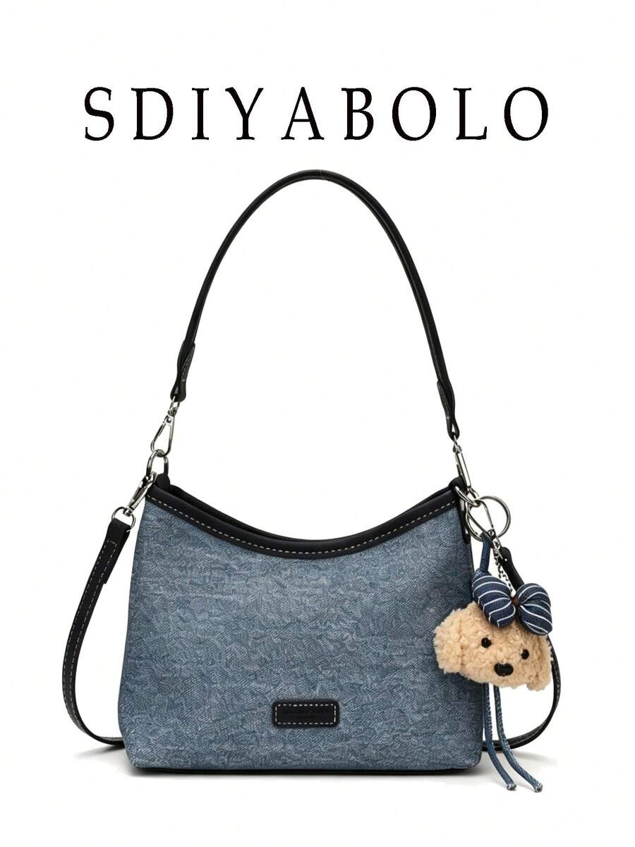 Women's Large Capacity New Fashion Versatile Shoulder Crossbody Bucket Bag With Premium Texture - Blue - View 1