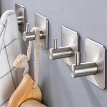 4pcs, 304 Stainless Steel Hooks, Wall Hooks, No Drilling Required, Suitable For Bathroom, Kitchen - View 1