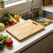 Kitchen Cutting Board, Chopping Board, Butcher Block, Suitable For Meat, Vegetables, Fruits, Double-Sided Use. Separate Use For Raw And Cooked Foods Is More Hygienic, Convenient To Carry And Store, Wooden Cutting Board, Multi-Functional Wooden Chopping Board, Steak Board, High-End Texture, Housewarming Gift, Holiday Gift, Mother's Day, Christmas, Halloween, Thanksgiving, Etc. - Yellow - View 4