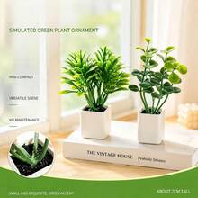1:12 Mini Realistic Green Plant Potted Bonsai, Miniature Landscape Decoration, Model Scene Decor, Mini Potted Plant, Home Decor, Car Interior Decor, Miniature Scene Photography Prop, Dollhouse Decorative Flower - 4 Small Potted Plants - View 5