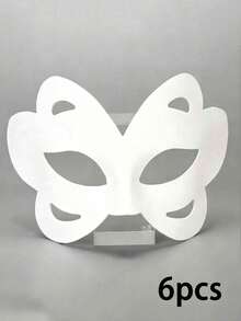 1/3/6 Pcs Therian Mask DIY Blank White Cat Fox Animal Half Face Mask Halloween Masquerade Cosplay Party Mask - DIY Mask - View 11