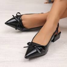 French Style Nude Bow Strap Sandals 2026 Spring/Summer New Fairy Style Chunky Heel Pointed Toe Dress Shoes For Women - Nude - View 5