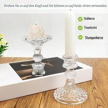 Transparent Glass Candle Holder 3-Piece Set For Taper And Pillar Candles, Romantic Table Decor For Wedding Reception, Dinner, House Party And Living Room Decoration - 3pcs - View 4