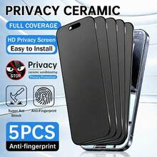 Yezodawee 5Pcs Ceramic Soft Privacy Film For 17Pro Max,17e/16Pro Max/16e/16Plus/15Pro Max/15Plus/13Mini/12Mini Full Curved Anti Spy Screen Protector - Black - View 8
