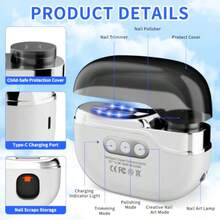Electric Nail Clipper, Electric Automatic Nail Clippers For Seniors With LED Light & 3 Speeds, Painless Nail Cutter For Seniors, Adults, Kids And Babies For Fingernails And Toenails (White) - 1 - View 4