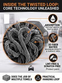 YITUMU 1 buah Handuk Cuci Mobil Mikrofiber - Handuk Pengering Mobil Ekstra Besar, Lembut, Sangat Menyerap, Cepat Kering, Tidak Rontok, Tidak Menggores - Hitam - View 7