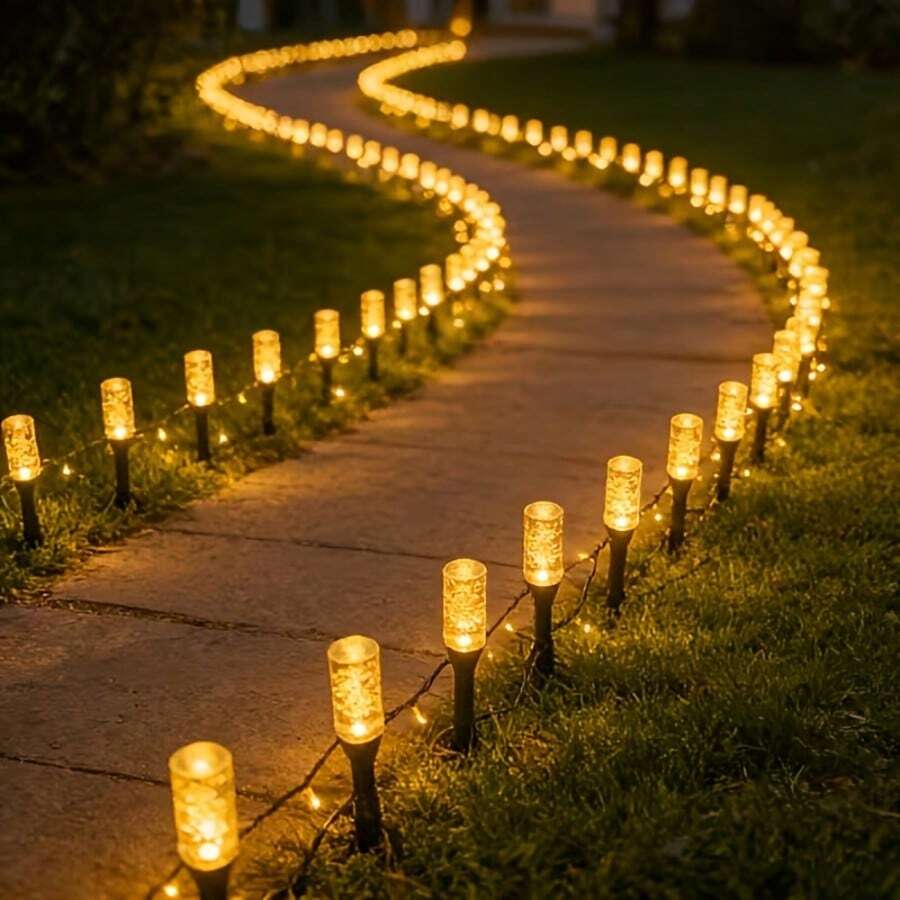 Bubble Cylinder Solar Powered Garden Ground Stake Light, Warm Gold Light, Waterproof, Outdoor Garden Lawn Pathway Patio Decorative Light