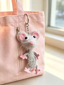 Cute Mouse Bag Charm, Creative Car Key Chain Pendant, Backpack Pencil Case Charm, Kawaii Bag Charm, Suitable As Gift For Friends, Sisters, Couples, Back To School Season Gift, Y2K Girl Style Gift (Handmade, Duck, Mouse) - Grey - View 1