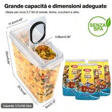 YASHE Contenitori Ermetici per Alimenti, Set di 3 (3.7L), Contenitore Plastica con Coperchio, Senza BPA Contenitori per Alimenti, Contenitori Cucina Organizer per la Conservazione di Pasta e Cereali - 3 pezzi - Visualizzare 2