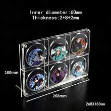Anime Character Badge Acrylic Display Stand, Suitable For 58mm Badges, Multiple Styles Available, High Transparency Dust-Proof Thickened, Can Be Used For Anime Merchandise And Series Badge Display - Black and White - View 3