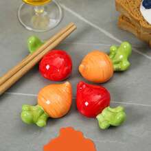 1pc Carrot Chopstick Rest, Cute Ceramic Radish Chopstick Holder, Tabletop Decor, Ceramic Ornament, Chopstick Spoon Fork Storage Rack - View 2
