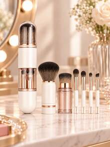 Set 6 Kuas Makeup Mini, Kuas Makeup Portabel untuk Perjalanan dengan Kotak Penyimpanan, Set Kuas Foundation, Eyeshadow, Concealer, dan Eyeliner, Alat Makeup Wajah Lengkap yang Ringkas, Perlengkapan Tas & Perjalanan, Wajib Dimiliki untuk Anak Perempuan, Hadiah Natal untuknya - A - View 2