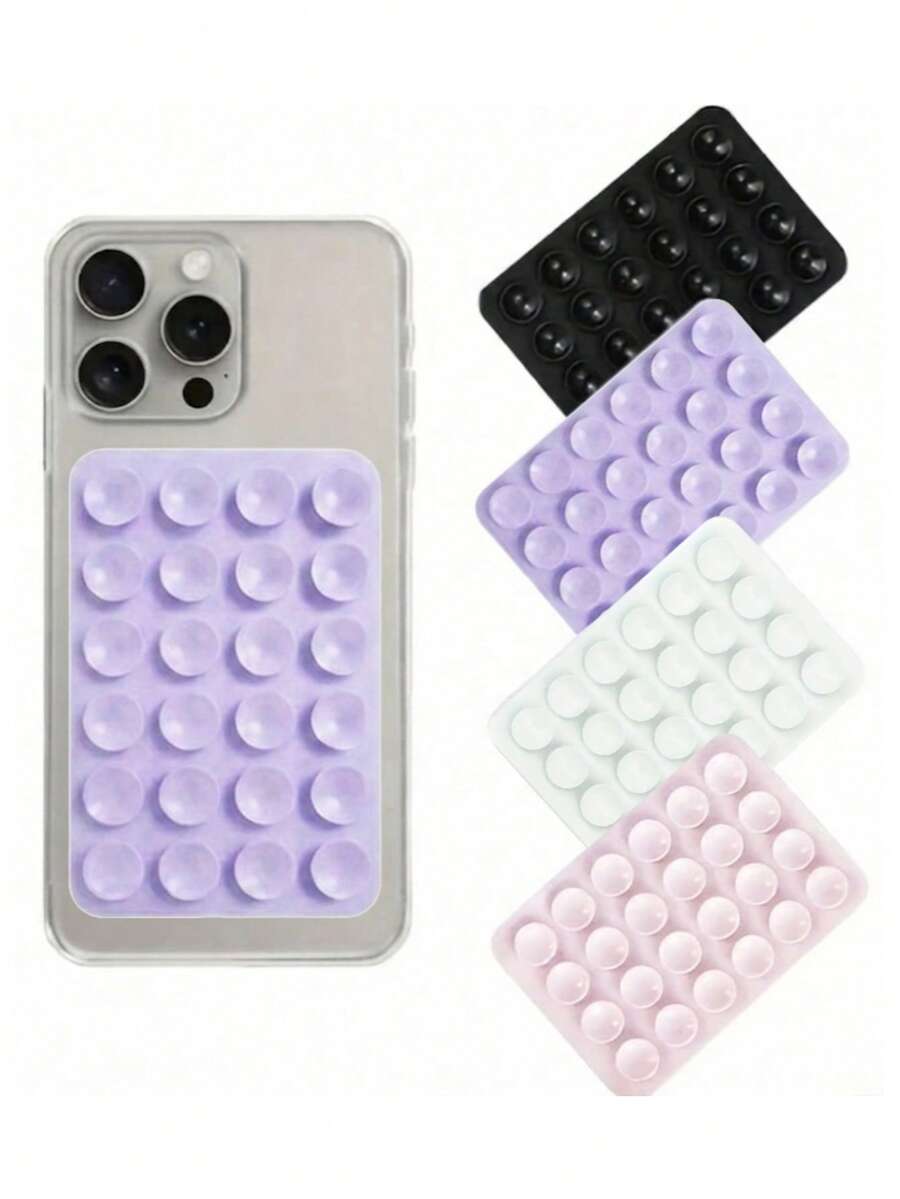 4pcs Silicone Suction Cup Phone Stickers, Strong Adhesion, Firmly Attach To Various Smooth Surfaces; Self-Adhesive, Washable And Reusable, Multifunctional Phone Stand Function, Compatible With All Phone Models - Multicolor - View 1