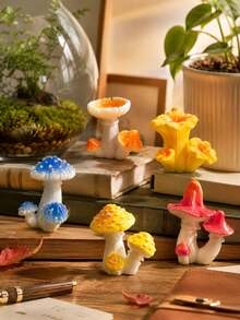 24pcs Colorful Mushroom Garden Decor, Mushroom Fairy Garden Decorations, Suitable For Flower Pots, Planters, Flower Beds And Woodland Landscape Display - A - View 3