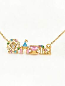 1pc Women's Copper Inlaid Colorful Cubic Zirconia Cute Sweet Ferris Wheel Pendant - Ferris Wheel Necklace - View 10