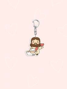 1/6pcs Jesus Lamb Decoration Acrylic Keychain, Multifunctional 2D Acrylic Keychain Pendant, Jesus And Lamb Design, "Jesus Te Ama" Suitable For Decorating Cars And Bags, Also An Ideal Anniversary Gift. - Multicolor - View 16