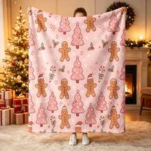 Selimut Motif Kue Jahe Natal, Desain Liburan, Bahan Fleece Lembut dan Flanel, Ringan dan Tahan Lama, Tersedia Berbagai Ukuran, Sempurna untuk Natal, Sofa Ruang Tamu, Tempat Tidur Kamar Tidur, Pesta Liburan, Dekorasi Rumah Sehari-hari - MultiWarna - View 14