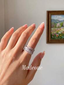 MADEONE 1件復古線條繞圈戒指，中性款，適合日常配戴，派對飾品，高品質戒指珠寶禮物 - 款式5 - 查看 4
