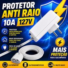 PROTETOR  GELADEIRA FREEZER ELETRO ANTI RAIO COM EXTENSAO 50CM - DPS - SURTOS - PICOS DE TENSAO - FUSIVEL 127V 10A - Entrada do Brasil (127V) - Visão 2