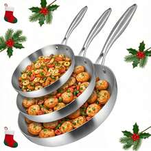 LAISONWARE 1PC Professional Stainless Steel Skillet - Multi-Size (22-30cm/8.66-11.81in), Tri-Ply Construction For Even Heating On All Cooktops | Perfect For Holiday Steak & Festive Family Cooking - View 11