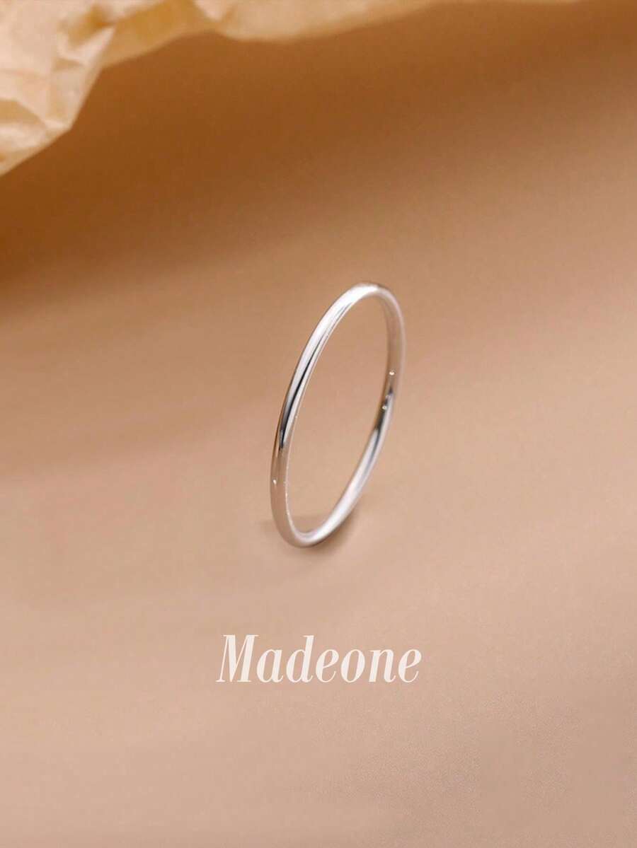 MADEONE 1pc Women's Smooth Plain Ring, Classic Single Ring Jewelry, Daily Decorative Gift