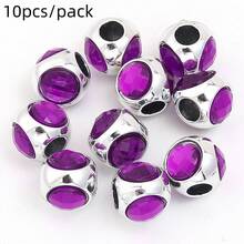 10pcs/Pack Zinc Alloy Three-Sided Rhinestone Large Hole Beads 11mm Elegant Palace Style Colorful Spacer Beads For Bracelet Necklace Keychain Phone Pendant Handmade DIY Earring Hair Accessory Jewelry Findings - Three-sided Rhinestone Beads - View 12