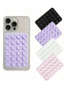 4pcs Silicone Suction Cup Phone Stickers, Strong Adhesion, Firmly Attach To Various Smooth Surfaces; Self-Adhesive, Washable And Reusable, Multifunctional Phone Stand Function, Compatible With All Phone Models - Multicolor - View 2