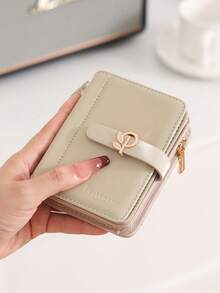 New Women's Short Wallet Korean Style PU Leather Fresh Minimalist Snap Closure Short Coin Purse Multi-Functional Student Storage Bag Bank Card Holder Christmas Birthday Gift - Multicolor - View 2