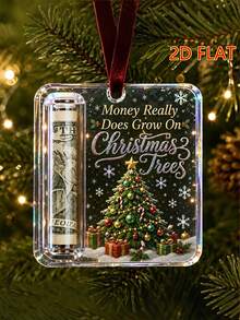 Christmas Tree Cash Gift Ornament, Acrylic Christmas Cash Storage Box, Fun Christmas Tree Hanging Decoration, Unique Cash Gift, Suitable For Christmas, Graduation Season, Back To School And Other Occasions, Christmas Gift-Christmas Cash Gift Ornament - A - View 3