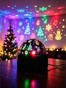 Christmas Themed Projection Light USB Plug-In Rotating Projection Lamp Snowflake Santa Claus Holiday Pattern Home Party Bedroom Atmosphere Decoration Light - Multicolor - View 2