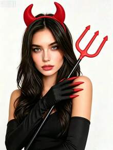 1/2/4pcs Devil Horn Headband Set Accessories, Black And Red Gothic Devil Horn Headwear, Suitable For Daily Wear, Festivals, Halloween, Cosplay - Multicolor - View 3