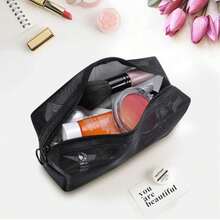 3/1pc Minimalist Makeup Bag - Lightweight, Durable, Zippered Travel Storage Bag, With Fixed Shoulder Strap Multifunctional Portable Mesh Transparent Toiletry Bag, Simple Storage Bag With Zipper - Multicolor - View 4
