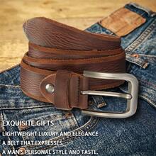1.57‑Inch Handmade Leather Cowboy Belts For Men,Red Brown Belt,Alloy Pin Buckle,Y2K Belt,Halloween&Fall/Winter Accessories - A - View 5