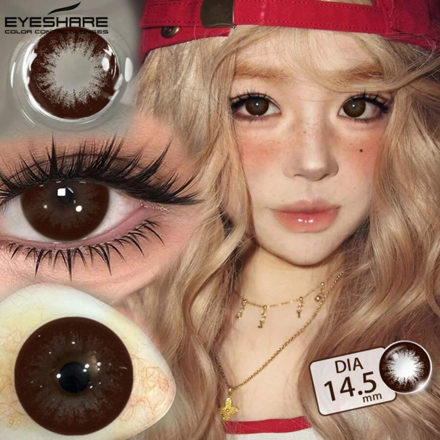 عدسات لاصقة ملونة Eyeshare للعيون زوج واحد عدسات عيون كبيرة عدسات لاصقة شوكولاتة عدسات عيون ناعمة قابلة للاستخدام السنوي