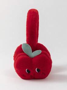 1pc Cute Red Apple Plush Warm Earmuffs For Girls - Red - View 4