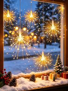 360LED, Christmas Firework String Lights, LED Exploding Fairy Lights, Waterproof Outdoor Porch And Window Decoration Lights - 1 To 4, Battery Powered (Batteries Not Included), Suitable For Christmas Home Decor, Indoor/Outdoor Use, Family Gatherings, Weddings, Holiday Party Decorations - M24-fireworks Light - View 5