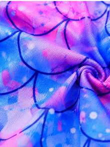 Traje de baño de una pieza rosa de moda para niñas y preadolescente con estampados en múltiples colores de escamas de tipo sirena especial para vacaciones verano playa piscinas - Multicolor - Ver 5
