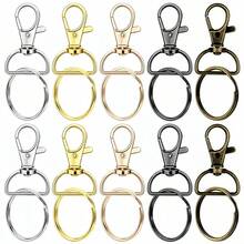 30-200pcs D-Shaped Swivel Key Ring Clips, Key Ring Accessories, Suitable For Keychains, Lanyards, Wallets DIY Crafts - D-ring + Keychain Set - View 2